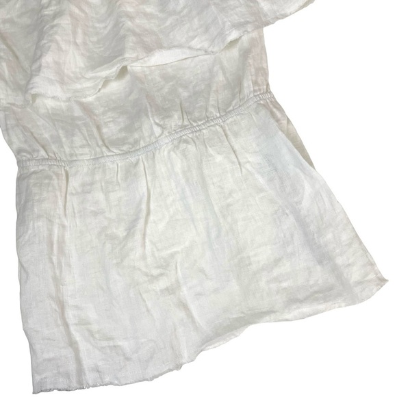 Reformation 100% Linen Ruffled Tie Back Top White Medium - Picture 5 of 12